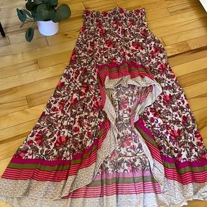 Boho floral high low skirt